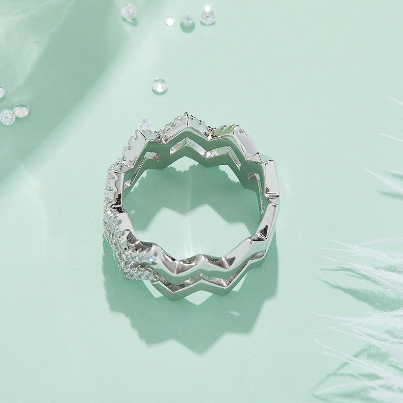 Diamond Shine - Set Moissanite Wedding Ring.