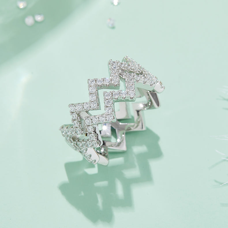 Diamond Shine - Set Moissanite Wedding Ring.