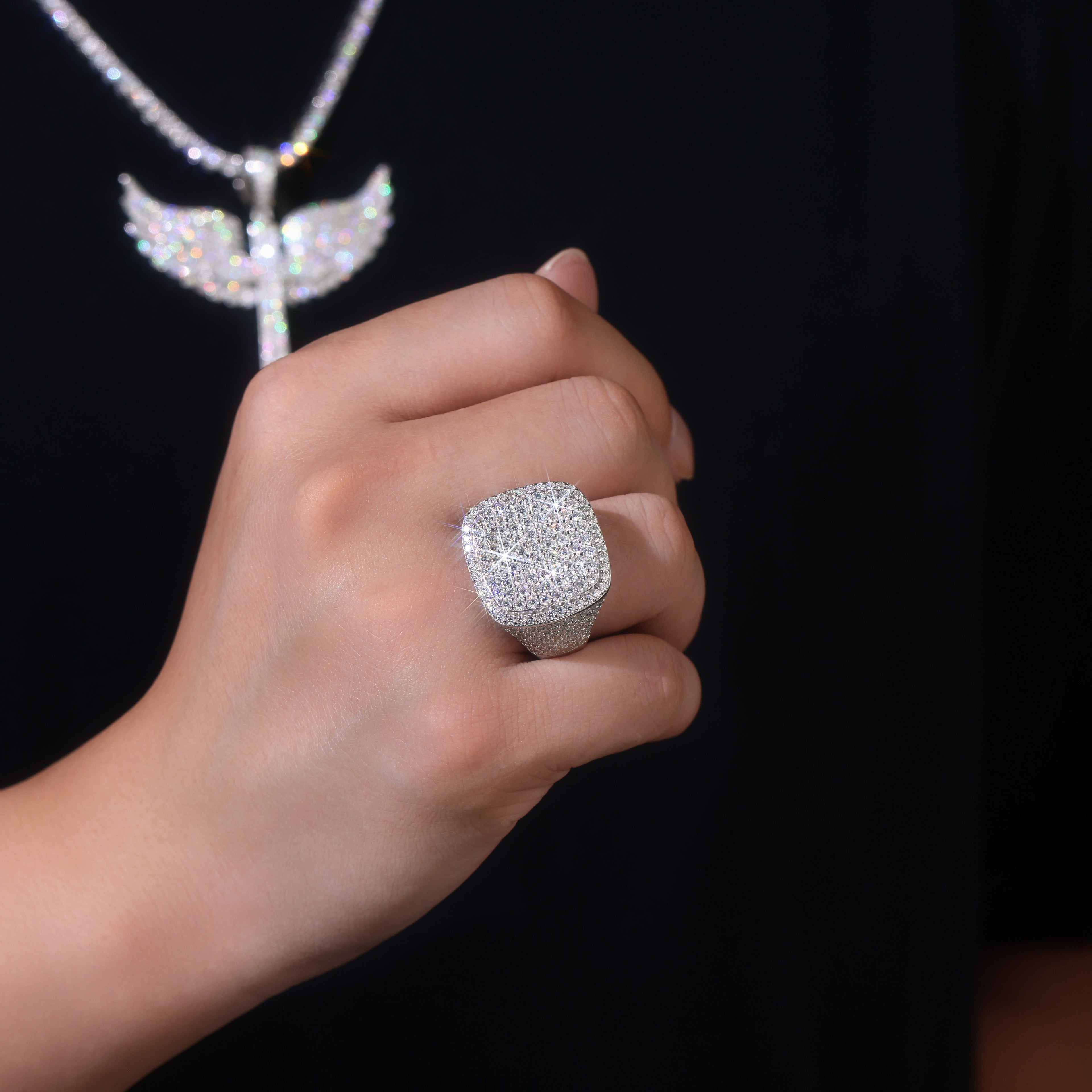 Royal Square Diamond Men's Top-quality Moissanite Ring.