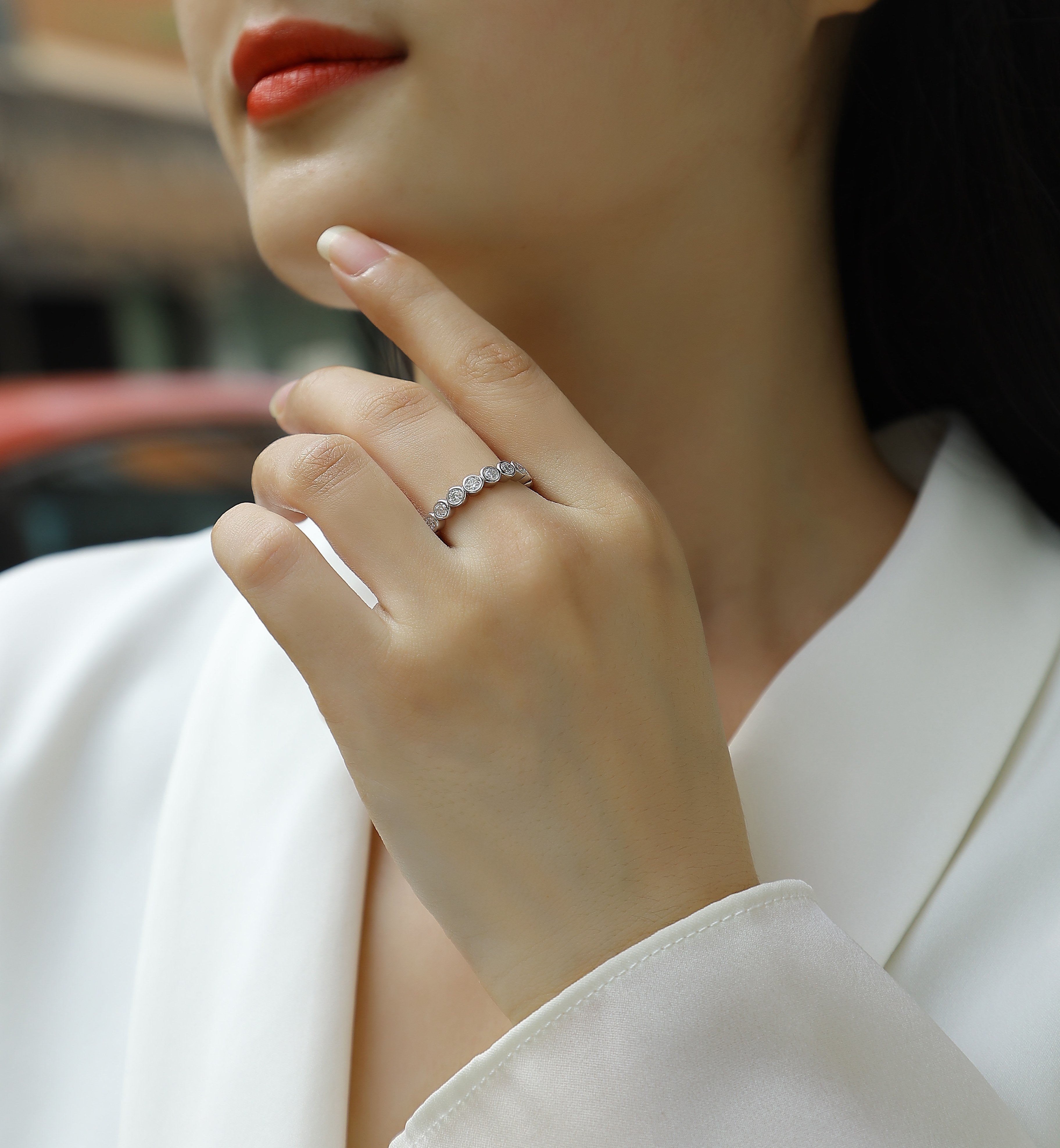 Wedding Ring Set With Top-quality Moissanite Diamond.